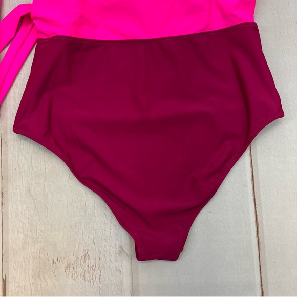 NWT Women's One Piece Swimsuit Wrap Color Block Tie Side Bathing Suit SIZE LARGE - Picture 12 of 17